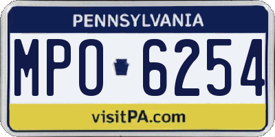 PA license plate MPO6254