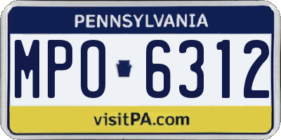 PA license plate MPO6312