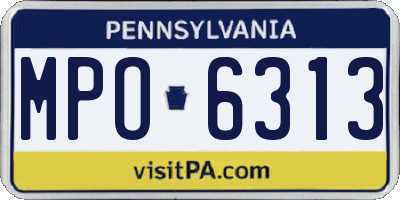 PA license plate MPO6313