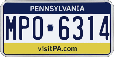 PA license plate MPO6314
