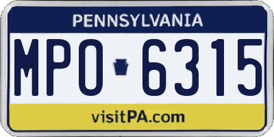 PA license plate MPO6315
