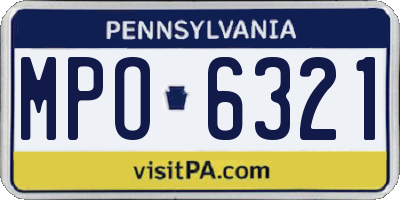 PA license plate MPO6321