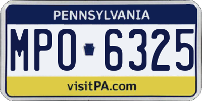 PA license plate MPO6325