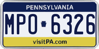 PA license plate MPO6326
