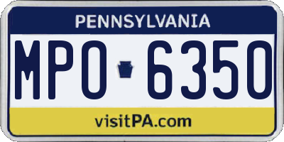 PA license plate MPO6350