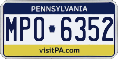 PA license plate MPO6352