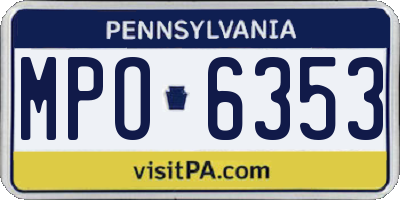 PA license plate MPO6353