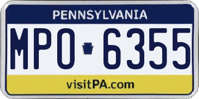 PA license plate MPO6355