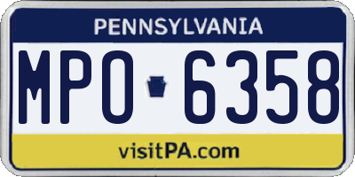 PA license plate MPO6358