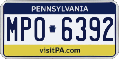 PA license plate MPO6392