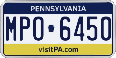 PA license plate MPO6450