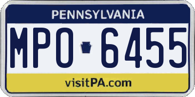 PA license plate MPO6455