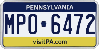 PA license plate MPO6472