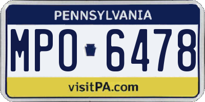 PA license plate MPO6478