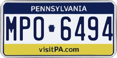 PA license plate MPO6494
