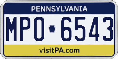 PA license plate MPO6543