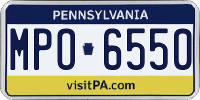 PA license plate MPO6550