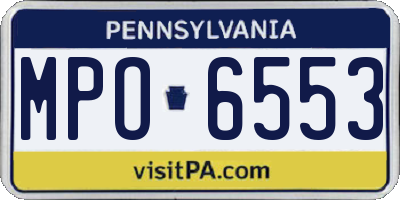 PA license plate MPO6553