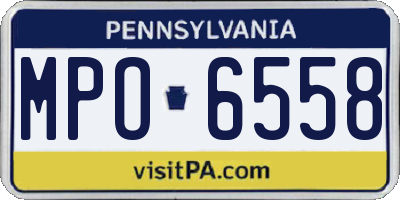 PA license plate MPO6558
