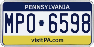 PA license plate MPO6598