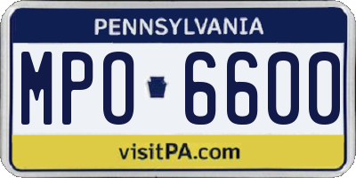 PA license plate MPO6600
