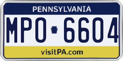 PA license plate MPO6604