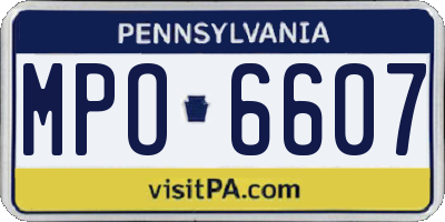 PA license plate MPO6607