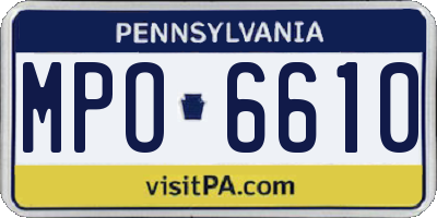 PA license plate MPO6610