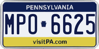 PA license plate MPO6625