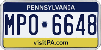 PA license plate MPO6648