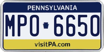 PA license plate MPO6650
