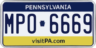 PA license plate MPO6669