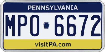 PA license plate MPO6672