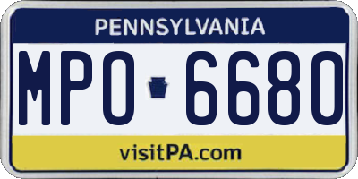 PA license plate MPO6680