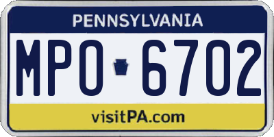 PA license plate MPO6702