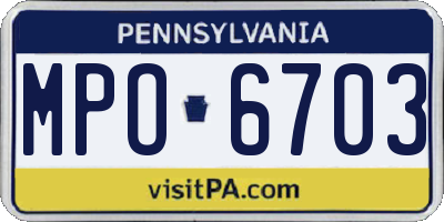PA license plate MPO6703