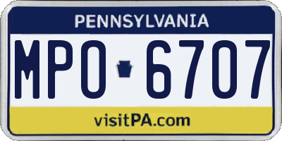 PA license plate MPO6707