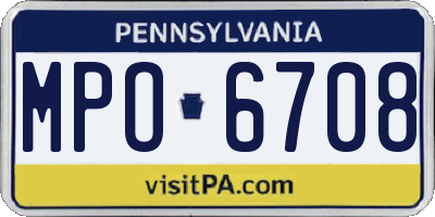 PA license plate MPO6708