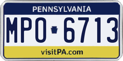 PA license plate MPO6713