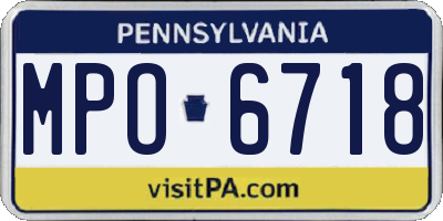 PA license plate MPO6718
