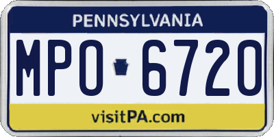 PA license plate MPO6720