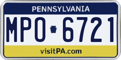 PA license plate MPO6721