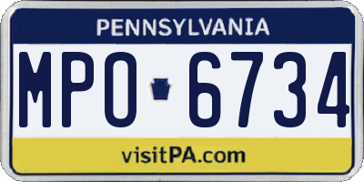PA license plate MPO6734