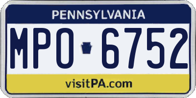 PA license plate MPO6752
