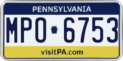 PA license plate MPO6753