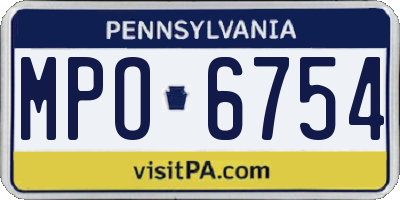 PA license plate MPO6754