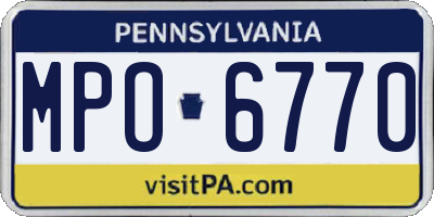 PA license plate MPO6770