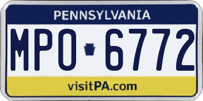 PA license plate MPO6772