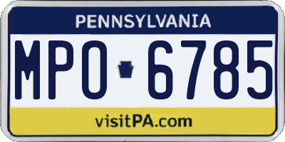 PA license plate MPO6785