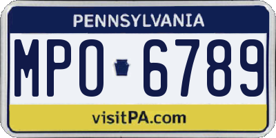 PA license plate MPO6789
